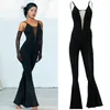 Stage Wear Women Black Sling Jumpsuit Adults Latin Dance Competition CLothes Tango Chacha Rumba Samba Practice SL8214