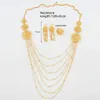 Set di gioielli da sposa Set di colori dorati indiani Orecchini con nappe e collana a catena lunga con anello per matrimoni African Dubai Bridal 231130
