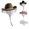 Berets Cowgirl Hats Shimmering Tassels Bachelorette Party Panama Hat dla panny młodej