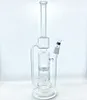 Pas cher de haute qualité belle conception "recycleur" bong en verre plate-forme pétrolière en verre pipe à fumer pipe à eau en verre avec 2 percs de 15 pouces de haut (GB-270)