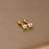 Brincos de garanhão moda ouro cor cz zircon flores estrela pequena para mulheres aço inoxidável tragus cartilagem piercing jóias