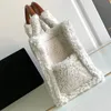 Winter-Einkaufstasche, Umhängetasche, Wolle, bestickt, Rindsleder, Handtasche, Top-Qualität, haarige Umhängetaschen, großes Fassungsvermögen, Einkaufstasche, Reisetasche, verstellbarer Riemen, Tragetaschen, Geldbörse