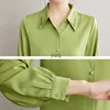 Blusas femininas camisas outono inverno c blusa verde mulheres manga comprida botão simples vintage moda senhora tops cloingyolq