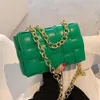 Sacos de noite Green Weave Crossbody Bag Mulheres Couro Ombro Pequena Flap Messenger Handbag265P