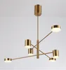 Lustres nordique rotatif en métal lustre salon éclairage Suspension lampe personnalité créative chambre branche PA0110