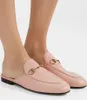 Modemärke Princetown Sandals Shoes Horsebit Leather Slippers Flats Män kvinnor Golden Chain Ladies Slip On Slides Comfort Walking EU35-42