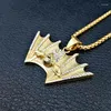 Pendentif Colliers Haute Qualité Hiphop Halloween Collier Or Couleur Avec Zircon Vampire Vintage Chauve-Souris Pour Hommes Et Femmes Goutte