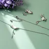Halsbandörhängen Set Sakura Cherry Tassel Pendant Wedding Bridal For Women Choker Elegant Charm Halsband Bijoux Gift