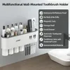 New Magnetic Adsorption Inverted Toothbrush Holder Wall -Automatic Toothpaste Squeezer Storage Rack Bathroom Accessories