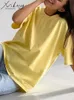 T-shirt femme simple blanc surdimensionné T-shirts pour femmes coton été vert t-shirts femmes manches courtes lâche bleu t-shirt femmes jaune haut t-shirt 230428