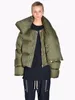 Dames Trenchcoats Oranje Cropped Bubble Coat Dames 2023 Winter Pufferjassen Sjaalkraag Katoen Dons Dikke Warme Gewatteerde Vrouwelijke Parka's