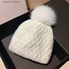 Beanie/Skull Caps Hat Winter Women Angora Knit Beanie Real Fur Pompom Autumn Warm Skiing Accessory For Sports Outdoors Q231130