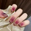 Faux ongles 24 pièces 3D coeur d'amour avec des dessins Blush rose violet artificiel couverture complète faux ongles appuyez sur pour les filles