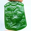 Collier pendentif en jade vert naturel, amulette du zodiaque chinois, pendentif porte-bonheur, Collection d'ornements d'été, pierre naturelle, gravure à la main210p