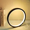 Table Lamps JJC Round LED Lamp USB Button Stepless Dimming Reading Desk Bedroom Decor Night Light Bedside