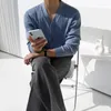 Suéteres masculinos 2023 solto casual malhas moda tendência cardigan com decote em v camisola de lã vintage de alta qualidade azul/cinza casacos