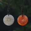 Pendant Necklaces Natural Crystal Circle Carved Auspicious Figure Attracting Wealth And Transit Suitable For Both Men Women