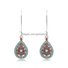 Dangle Chandelier Fashion Jewelry Womens Vintage Water Drop Earrings Hollow Out Delivery Dhocw