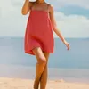 Vestidos casuais vestidos de verão sexy mini algodão e vestido de linho vestidos para mulheres espaguete sling feminino verão