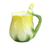 Mokken 3D Rose Gekleurd Email Coffee Cup Mok Europees keramisch bot China Drinkware met lepel Creatief vriend Gift