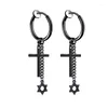 Dos boucles d'oreilles mode acier inoxydable indolore oreille Clip pour hommes/femmes Punk noir croix chaîne étoile Non Piercing faux bijoux