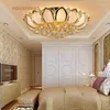 Luzes de teto Gold Roundles Roundles Cornucopia Sala de estar LED Crystal Lamp Quarto A luxo Atmosfera Lotus Restaurant AC90-260V