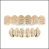 Grillz Dental Grills Hip Hop Jewelry 6 верхние нижние зубы ложные грильц набое шишка решетчатая капля доставка DHC59