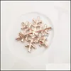 Pins Brooches Crystal Snow Flower Brooch Pin Charm Women Gem Pendant Rhinestone Big Snowflake Winter Theme Christmas Wholesale Drop Otzkh
