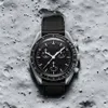 Projektant bioceramiczna planeta księżyc męskie zegarki czarny zegarek sportowy 42mm nylonowe zegarki zegar kwarcowy Relogio Masculino stal szafirowa moda zegarki