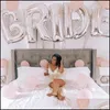 Dekoracja imprezy 30 cali Rose Gold Bride List Balon z folią aluminiową Sier Wedding Walentynki Alphabet Air Baloon Drop dostawa dhid1