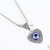 Pendant Necklaces Fashion Jewelry Hollow Out Heart Evil Eye Necklace Blue Eyes Drop Delivery Pendants Dhml7