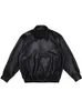 Mens Leather Faux Mauroicardi Autumn Casual Oversized Black Pu Jacket for Men Style Raglan Sleeve Turndown Collar Loose Korean Fashion 230131