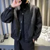 Giacche da uomo 2023 autunno inverno tessuto tessuto uomo colletto alla coreana Business Casual cappotto corto Social Streetwear Bomber abbigliamento