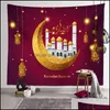 Tapestries Ramadan Tapestry Eid Mubarak Deken Beach Towel Islam Moslim 150x150cm Polyester TV Hanging Home Decoratie Drop levering Dhoda