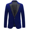 Męskie garnitury Blazers Masowe trend aksamitny pana młodego Tuxedo Slim Fit Dress Dress Firma Firma Casual Handlak Banquet Single Płaszcz 230131