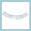 Décoration de fête Gold Sier Eid Banner Glitter Paper Garland Mubarak Festival musulman Bunting Ramadan Sn570Party Drop Delivery Home Ga Dh1X6