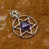 Hänge halsband 6st naturlig sten hexagonal stjärna glittrande halsband hängen läker kvarts behandla kristall charm för smycken som gör gratis