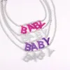 Pendant Necklaces 2023 Oct. 6 Colors Glitter Acrylic Small Letter BABY Necklace For Women Trendy Jewelry Girl's Accessories