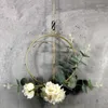 Decoratieve bloemen Noordse stijl kunstmatige bloemkrans met ijzeren ring voor deurwand raam decoratie hangend ornament slinger AQ212