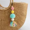 Keychains re bohemian pompom 핸드백 매력 화려한 술집 키링 보헤미안 보석 여성용 가방 펜던트 봉제 자동차 액세서리 A30