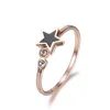 Wedding Rings Stainless Steel Star Shape For Women Rose Gold Color Cubic Zirconia Female Ring Accessories Jewelry R18010 Edwi22