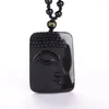 Pendentif Colliers Obsidian Vintage Collier Black Jade Tête de Bouddha pour Womenmen Bijoux