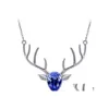 Hangende kettingen strass kristal ketting kerstherten hangers boho gewei hoorn dieren ketting drop levering sieraden dh6ar