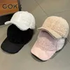 Bollmössor Cokk Winter Hats for Women Baseball Cap Snapback Thicked Warm Cashmere Winter Cap Casquette Korean Casual Solid Simple New G230201