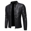 Mens Leather Faux Autumn Casual Fashion Stand Collar Slim PU Jacket Solid Color Men Antiwind Motorcycle 5XL 230131