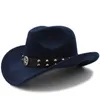 Berets 11.11 hoeden vrouwen mannen wol holle westerse cowboy hoed voor winter herfst heer heer sombrero hombre cap maat 56-58cmberets pros22