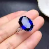 Klusterringar 2023 Ankomst Natural Real Blue Sapphire Ring 925 Silver Fine Jewelry Finger Party Gift Birthstone Big Size Gem