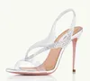 Fashion Womens pumps Izzy Plexi Sandal Shoes Crystal-Embellished Double silk-satin high Heels sandals women's brand France Wedding Shoes box