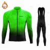 Cykeltröja sätter Winter Thermal Fleece Long Sleeve Sportswear Racing Suit For Men Bib Pants Clothing 221201