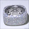 Br￶llopsringar storlek 510 lyxsmycken 925 Sterling Sier Fill Pave Mirco fl White Sapphire Cz Diamond Promise Ring Women Band Drop Del Dhe5p